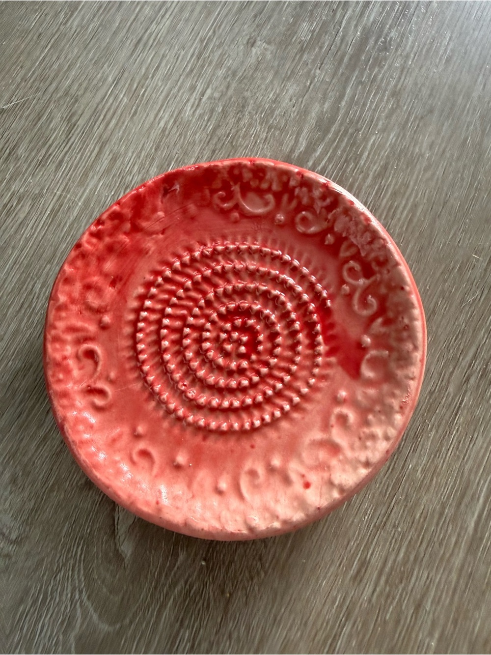 Imperfect Mini Garlic Grater Red Pottery Organic Decor Kitchen Dining Vintage